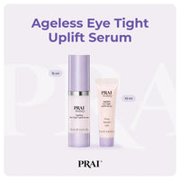 Hand applying the Ageless Eye Tight Uplift Serum to clean skin under the brow