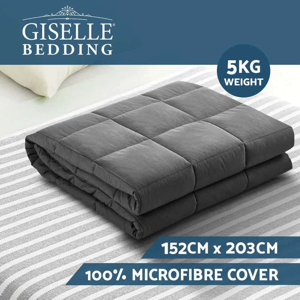 Close-up of microfibre cover texture on 5KG weighted blanket in neutral color.