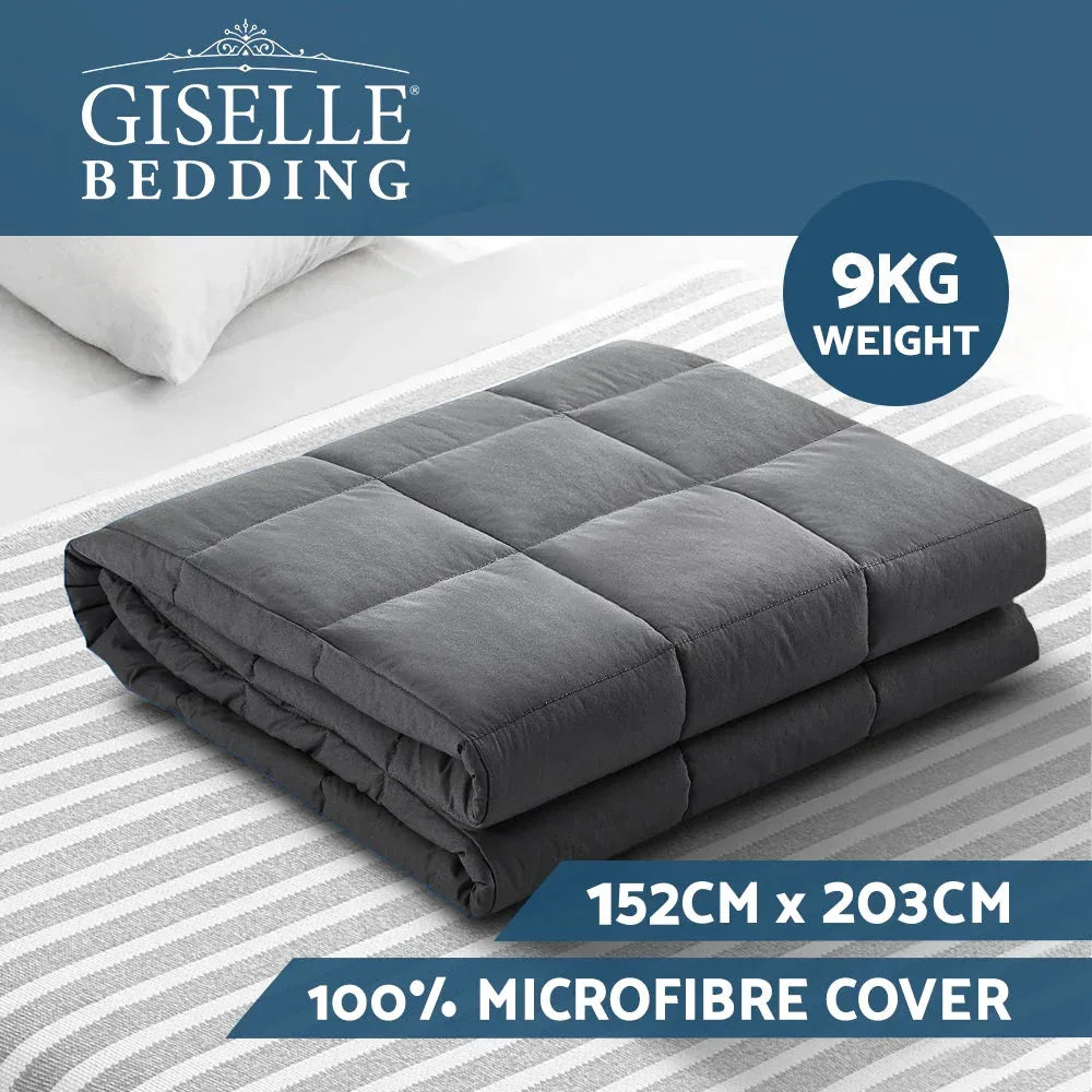 Close-up of weighted blanket’s stitching and quilted pattern for even weight distribution