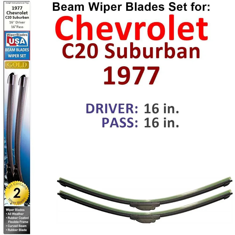 Beam Wiper Blades for 1977 Chevrolet C20 Suburban (Set of 2) - Snagva