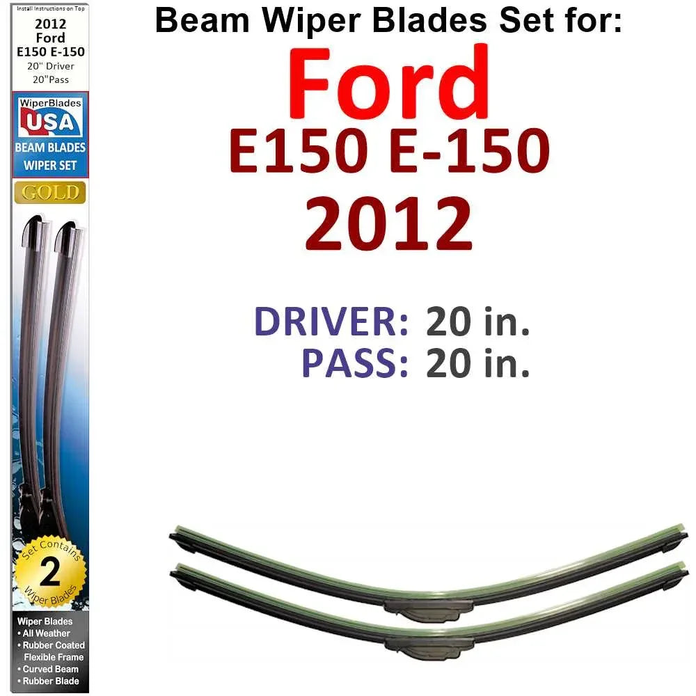 Beam Wiper Blades for 2012 Ford E150 E-150 (Set of 2) - Snagva