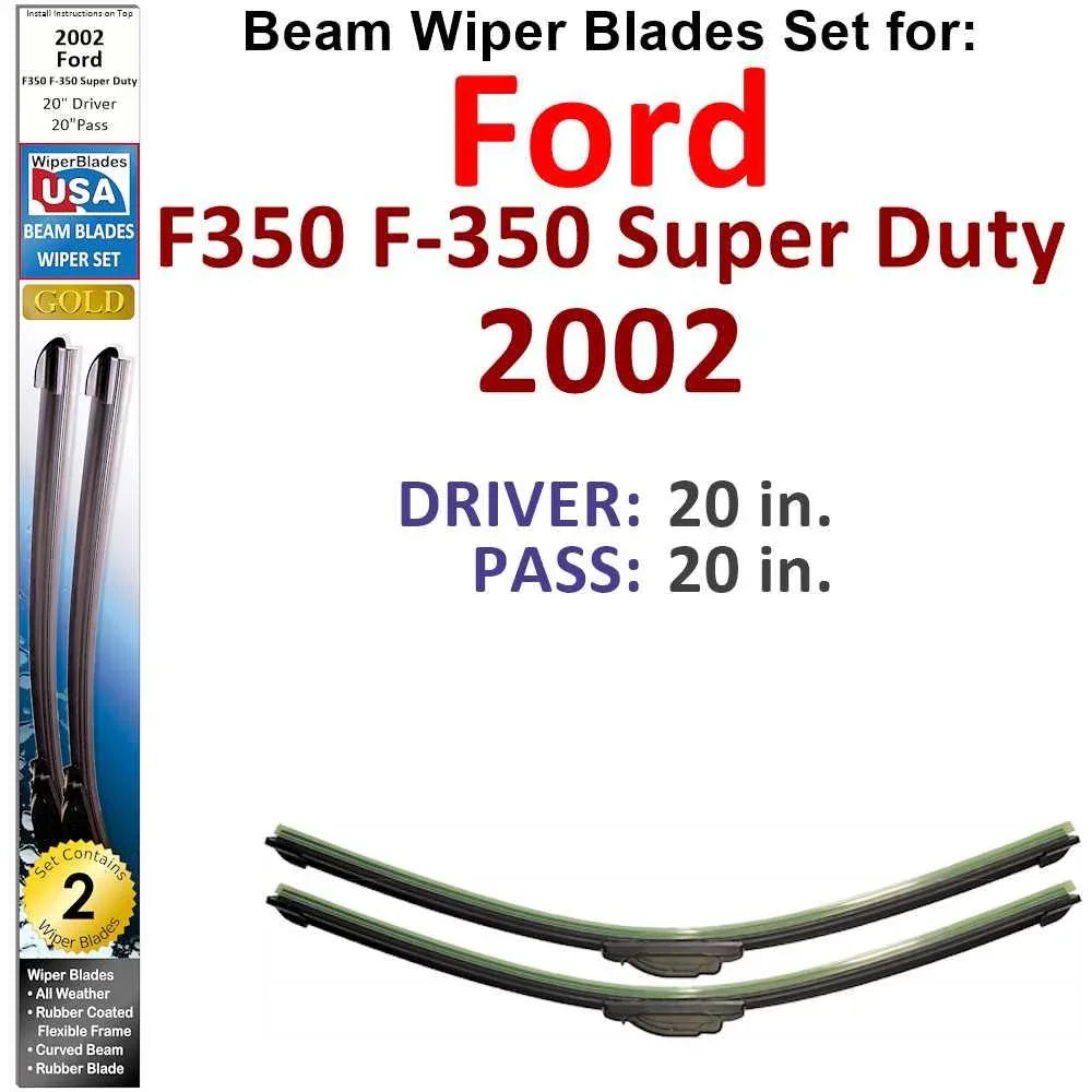 Beam Wiper Blades for 2002 Ford F350 F-350 Super Duty (Set of 2) - Snagva
