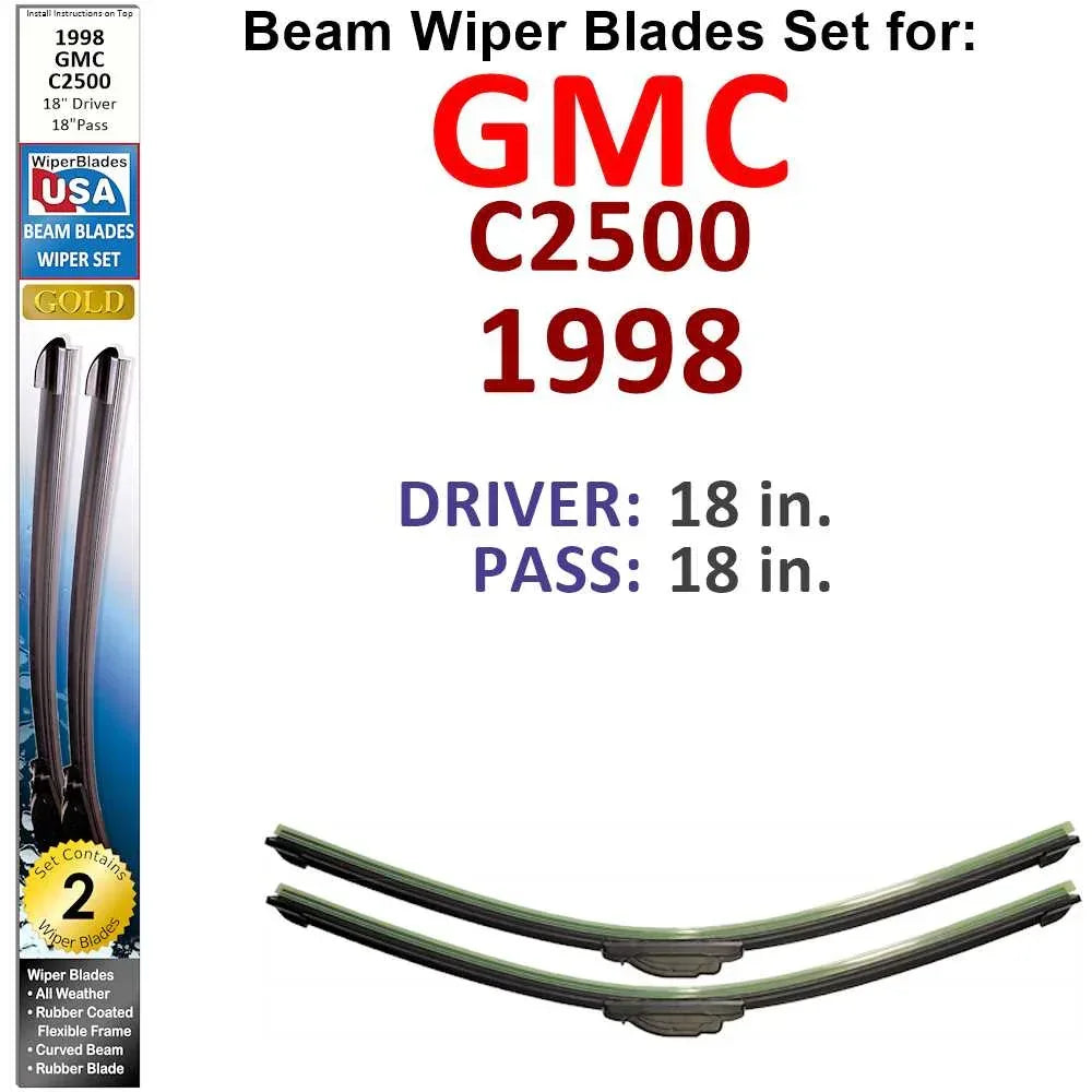 Beam Wiper Blades for 1998 GMC C2500 (Set of 2) - Snagva