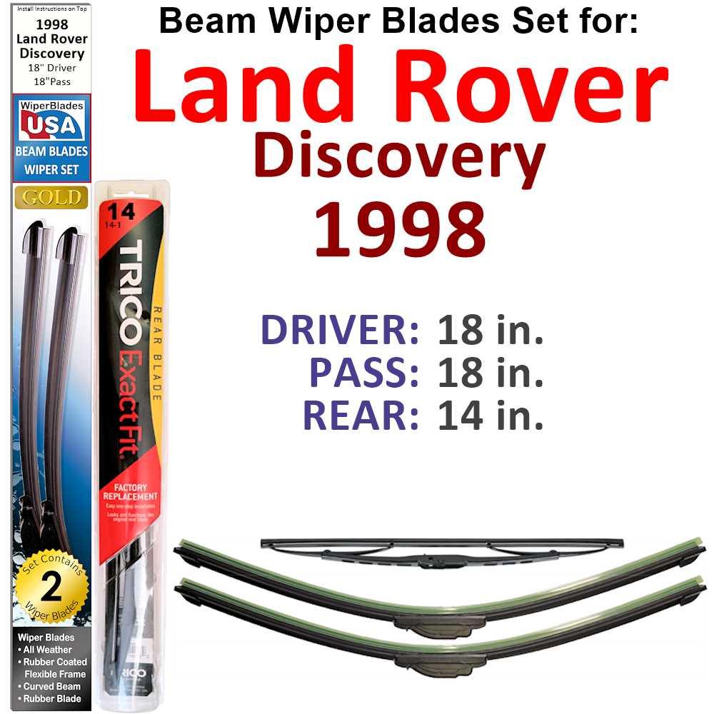 Beam Wiper Blades for 1998 Land Rover Discovery (Set of 3) - Snagva