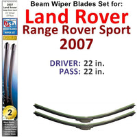 Beam Wiper Blades for 2007 Land Rover Range Rover Sport (Set of 2) - Snagva