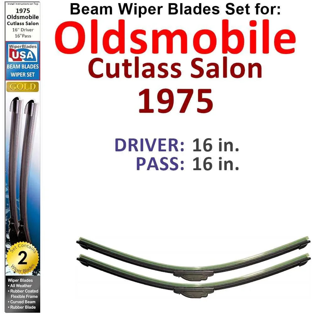 Beam Wiper Blades for 1975 Oldsmobile Cutlass Salon (Set of 2) - Snagva
