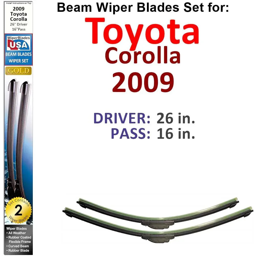 Beam Wiper Blades for 2009 Toyota Corolla (Set of 2) - Snagva