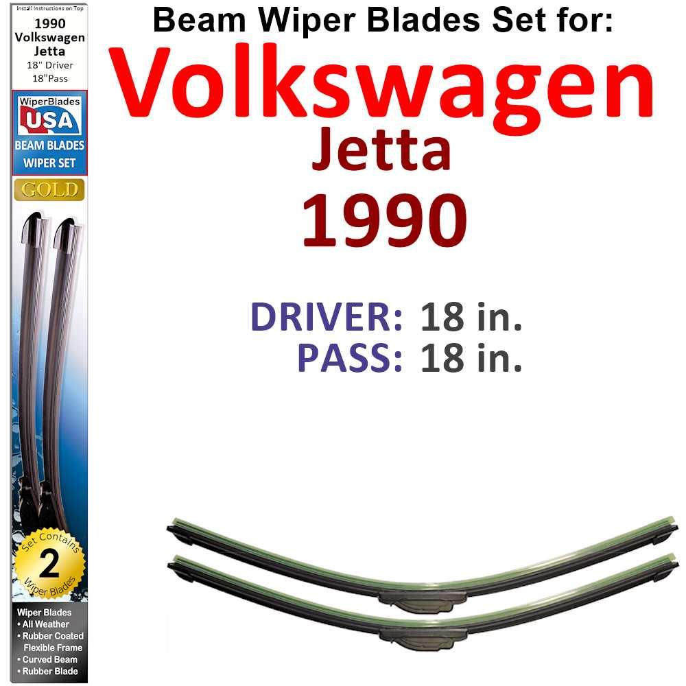 Beam Wiper Blades for 1990 Volkswagen Jetta GLI 16-Valve (Set of 2) - Snagva