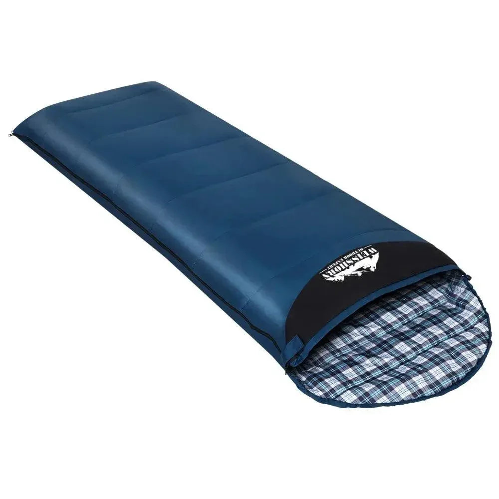 Side view of packed Weisshorn sleeping bag showing durable material and compact size.