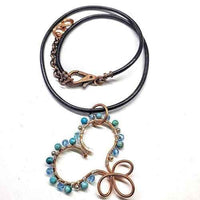 Wire Sculpted Copper Wire Wrapped Turquoise Heart Infinity Charm