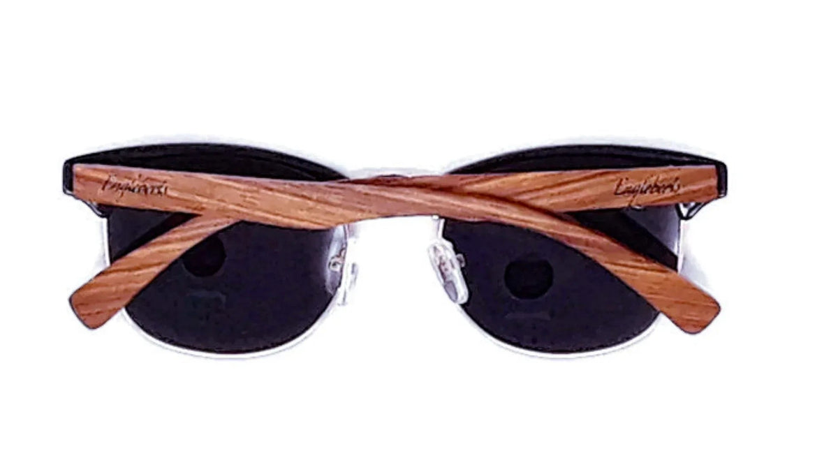 Real Walnut Wood Club Style Sunglasses With Bamboo Case, Polarized - Snagva