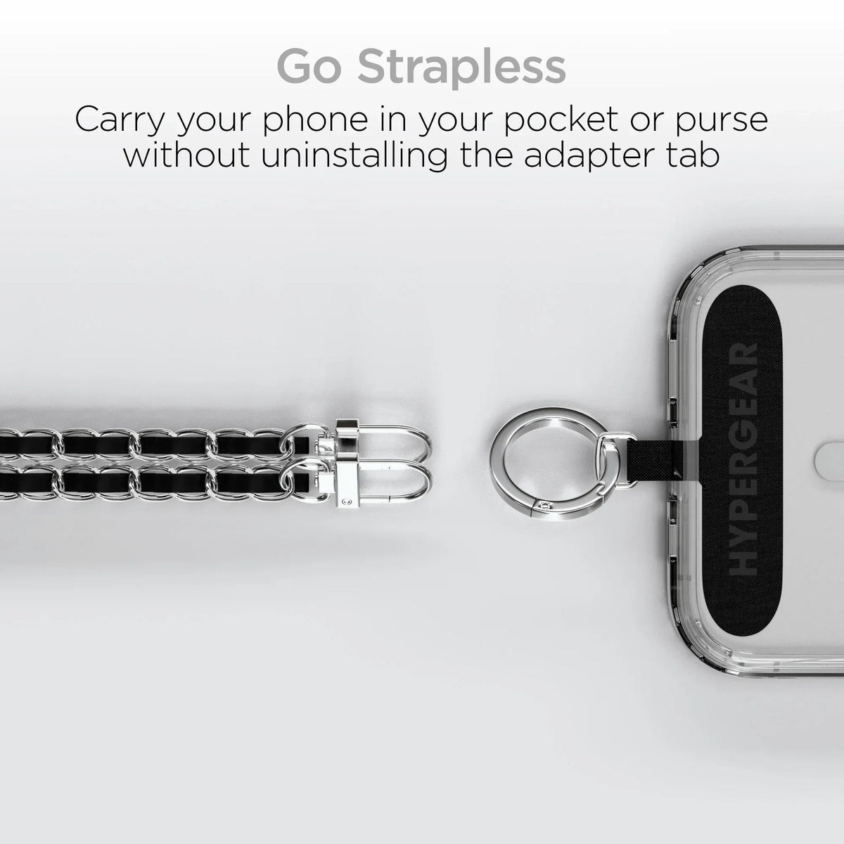 HyperGear TECHcessories Silver Chain with Black Vegan Leather - Snagva