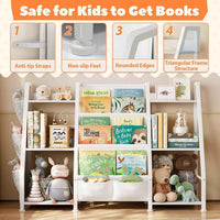 3 Tier Kids Bookshelf Toy Organizer In White Wood And Metal