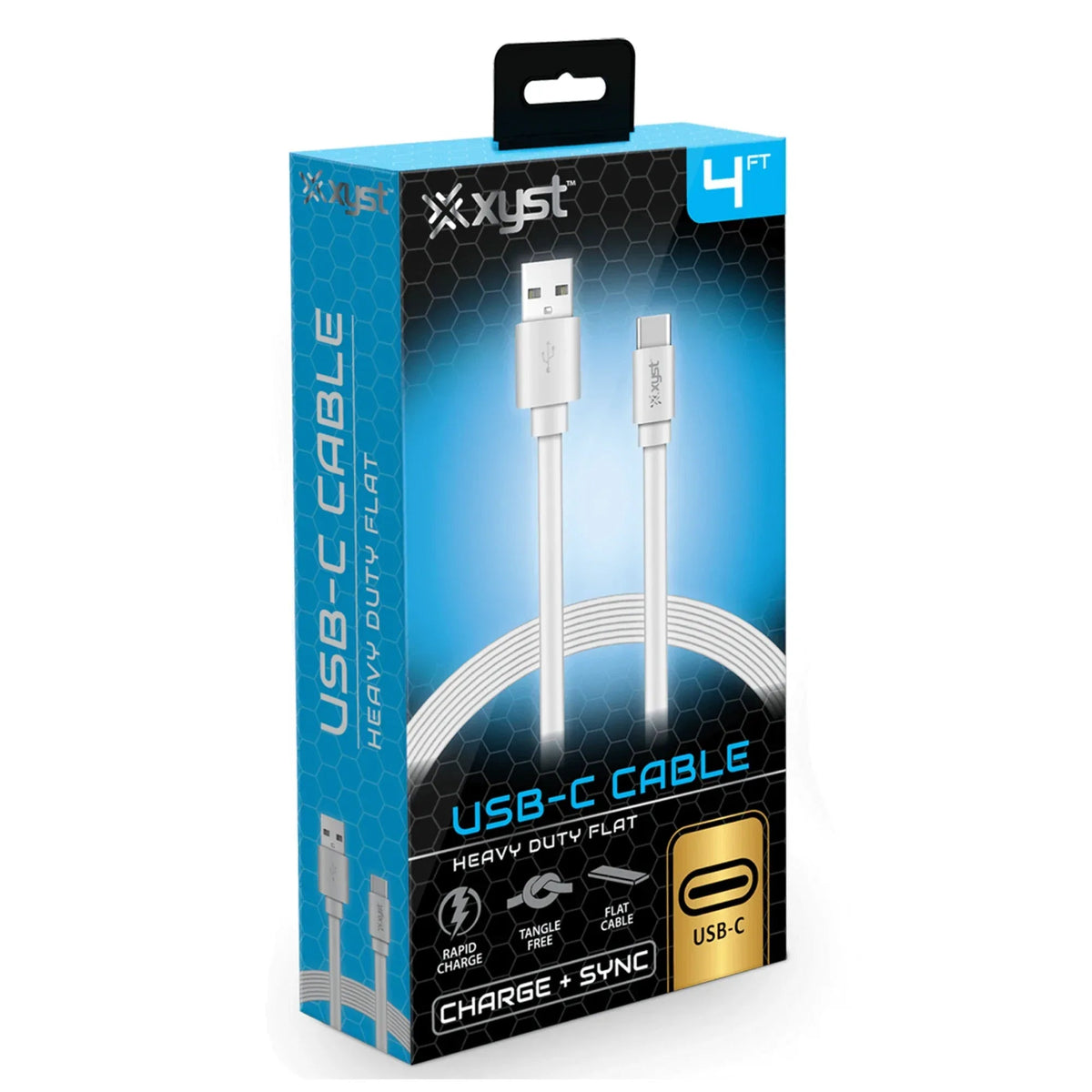Xyst Charge and Sync USB to USB-C Flat Cable 4Ft - Snagva