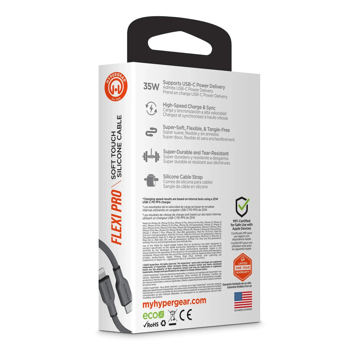 HyperGear Flexi PRO USB-C to Lightning Cable 4ft - Snagva