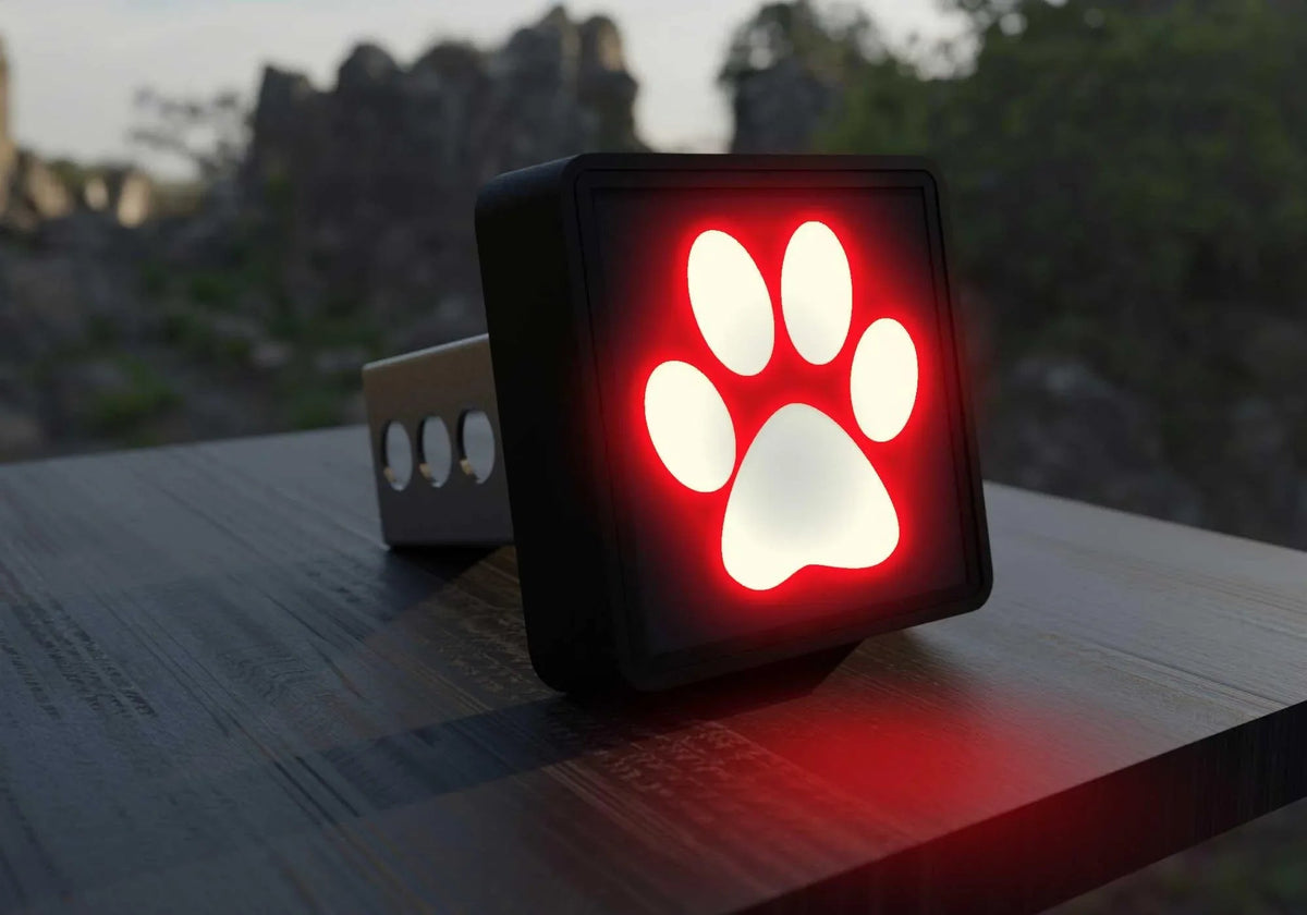 Paw Print LED Hitch Cover - Brake Light - Snagva