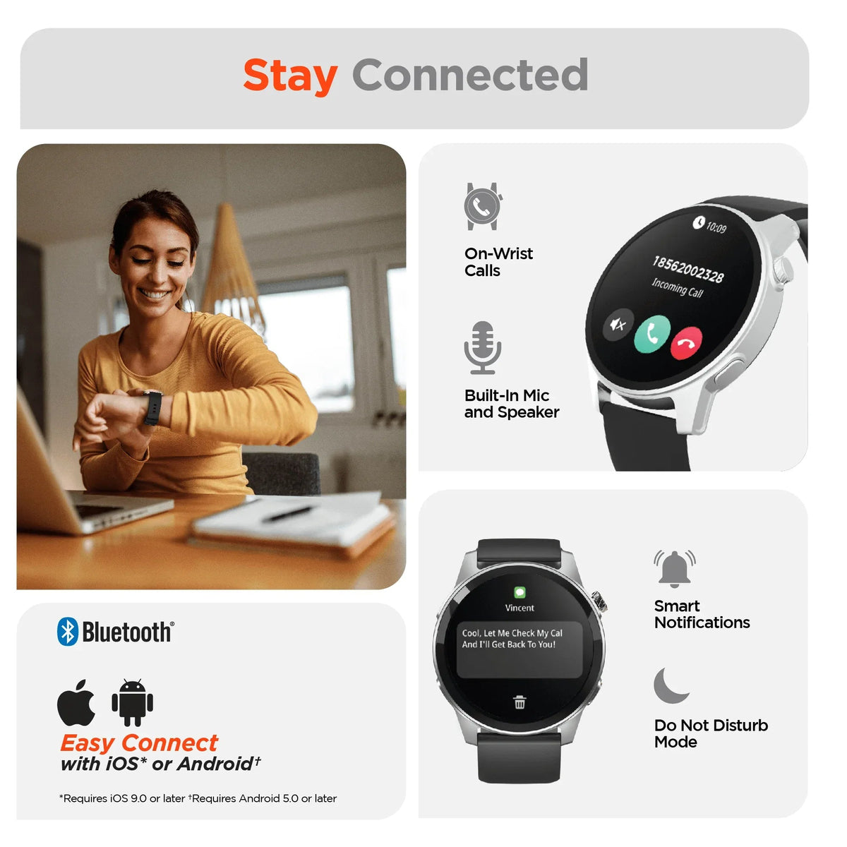 Sleep tracking graph and health monitoring feature overview on HyperGear Smartwatch display.