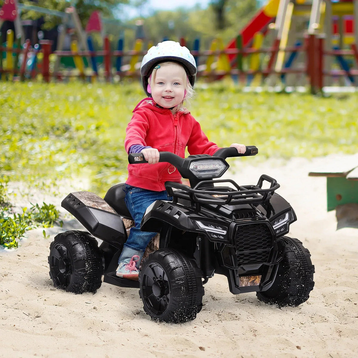 Aosom Kids Ride-on Four Wheeler ATV Car with Real Working Headlights, - Snagva