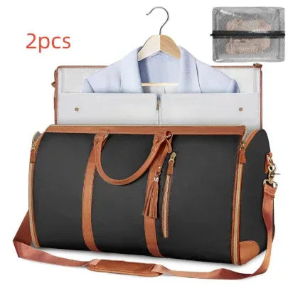 Large Capacity Travel Duffle Bag Women's Handbag Folding Suit Bag Waterproof Clothes Totes - Snagva