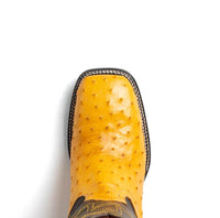Detailed shot of square toe and full-grain leather shaft on Alabama Buttercup boot.