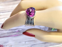 Handmade Wire Wrapped Pink Heart Crystal Six Rings in One Stack