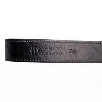 Detailed shot showing texture and pattern of Arkansas black python skin belt with leather lining