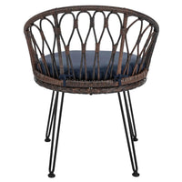 Outdoor Leisure Set, 2 Rattan Single Chairs with A Glass Round Table,