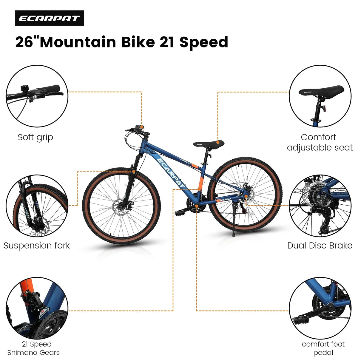Carpat™ MTB Velocity 27 – 27.5" Aluminum Mountain Bike (21-Speed, - Snagva