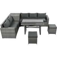 Outdoor 6-Piece All Weather PE Rattan Sofa Set, Garden Patio Wicker