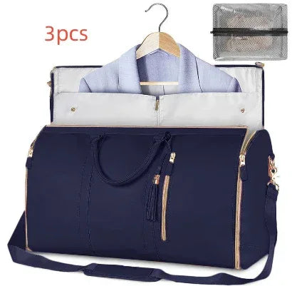 Large Capacity Travel Duffle Bag Women's Handbag Folding Suit Bag Waterproof Clothes Totes - Snagva
