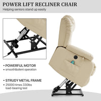 Dual Motor Lift Recliner With Heat And Massage Beige