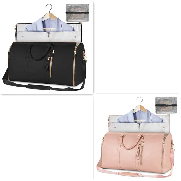 Large Capacity Travel Duffle Bag Women's Handbag Folding Suit Bag Waterproof Clothes Totes - Snagva