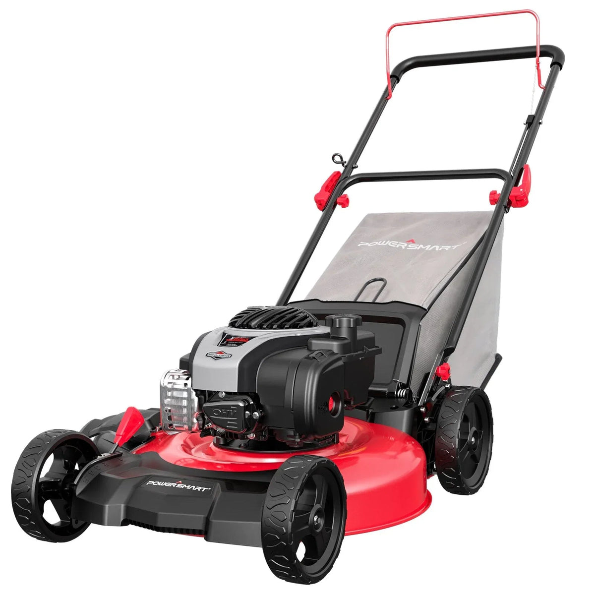 21-inch gas push lawn mower with Briggs & Stratton engine on white background.