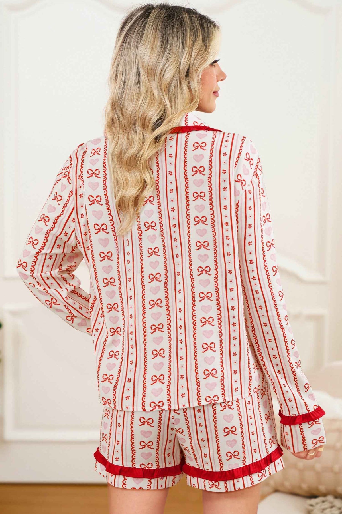 Valentine Heart Bow Shirt and Shorts Pajama Set