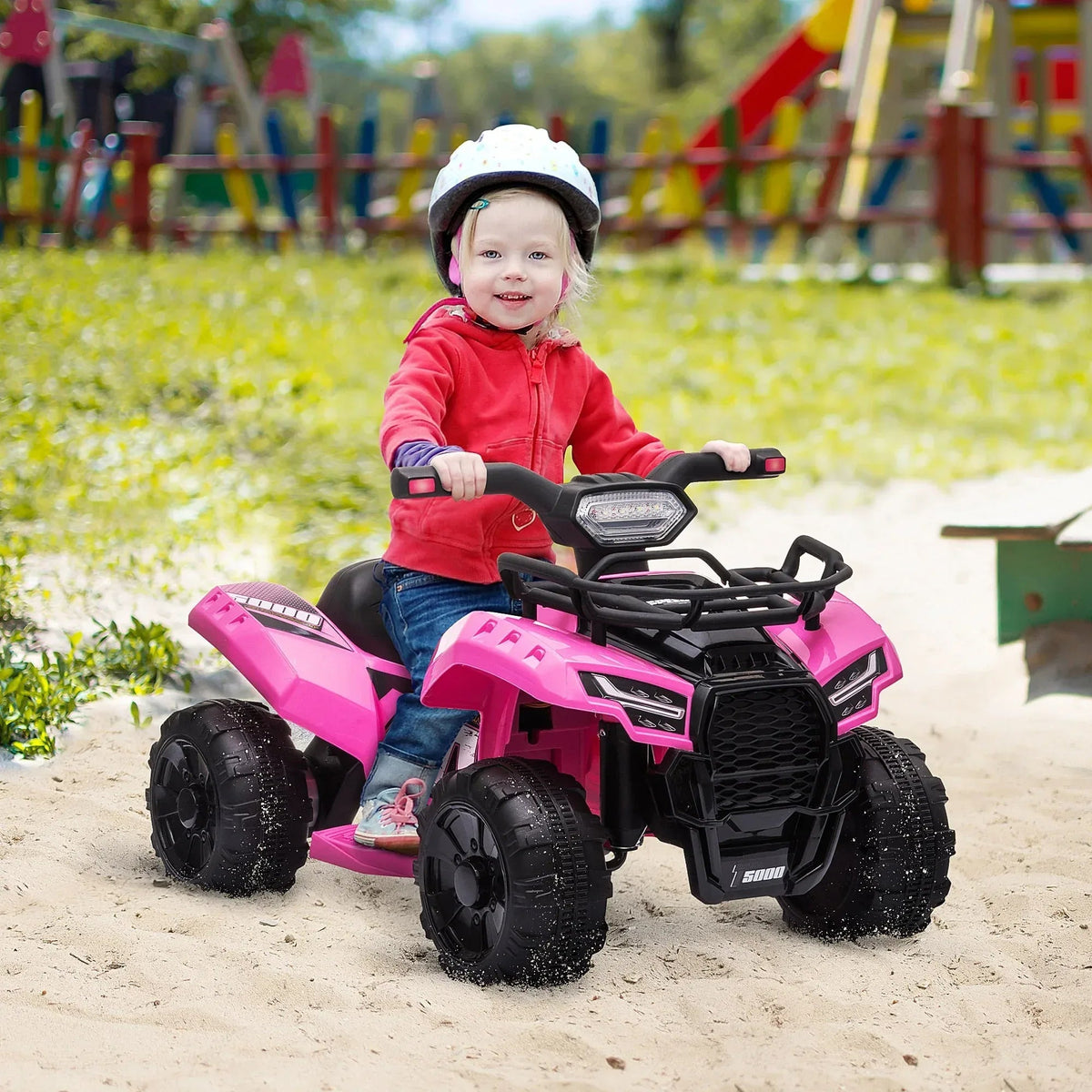 Aosom Kids Ride-on Four Wheeler ATV Car with Real Working Headlights, - Snagva