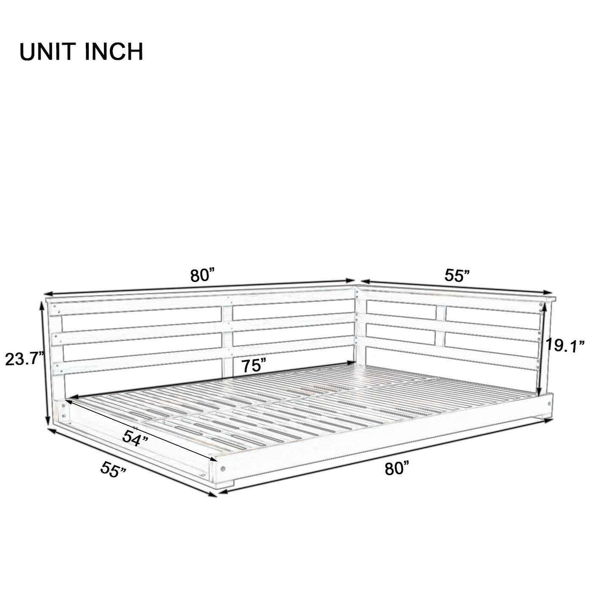 Acacia Wood Porch Swing Bed for Outdoor with Hemp Ropes - Full Size