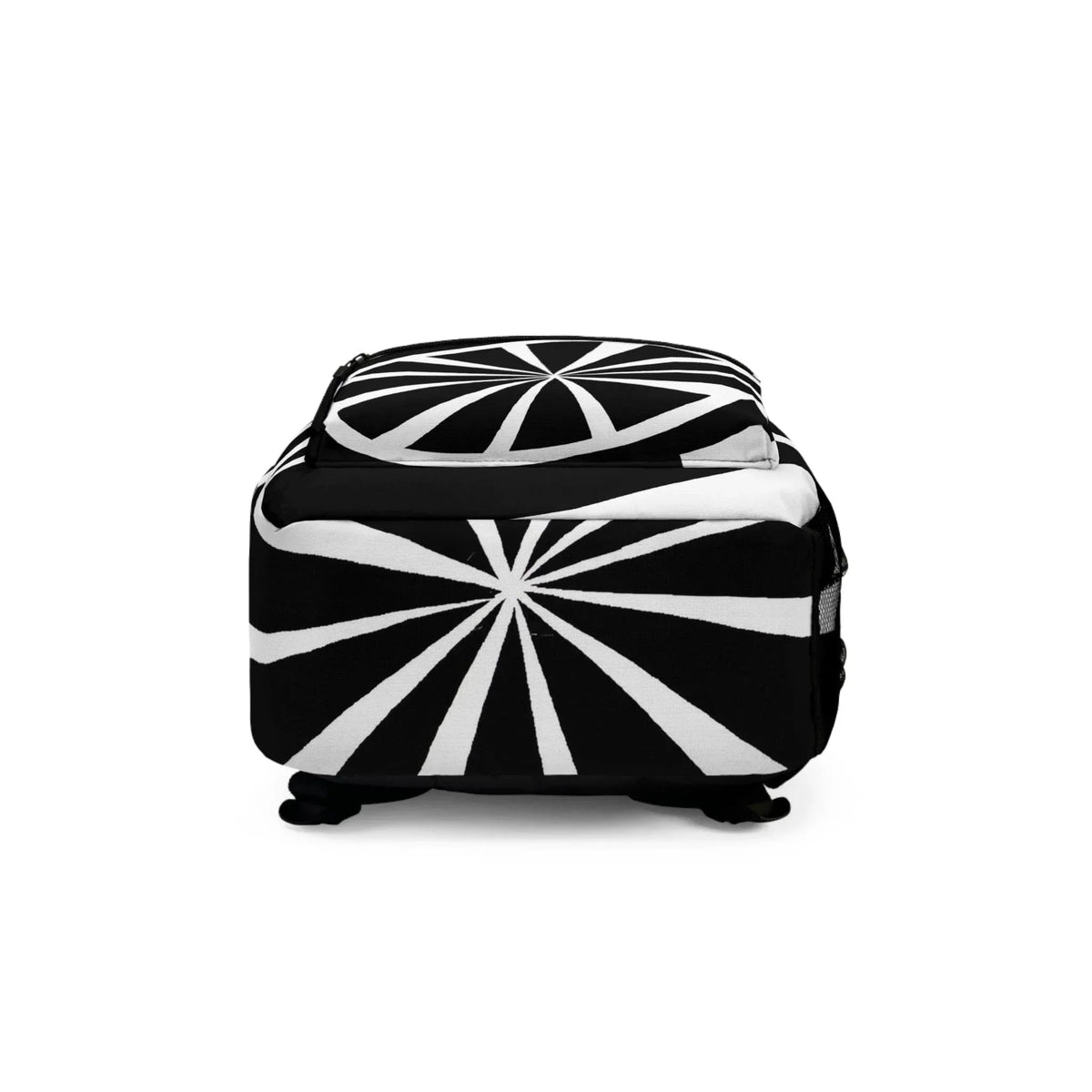 Interior of backpack showing spacious main compartment with black fabric lining.