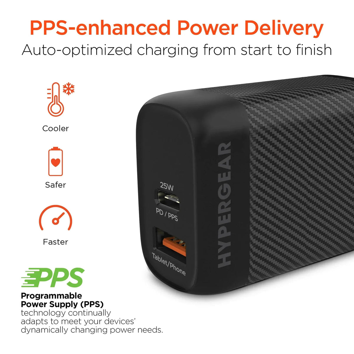 HyperGear SpeedBoost 25W USB-C PD + 12W USB Fast Wall Charger with PPS - Snagva
