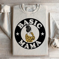 Close-up of sand Basic Mama sweatshirt showing fabric texture and cuff details