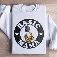 White Basic Mama sweatshirt with cozy fleece lining and relaxed fit