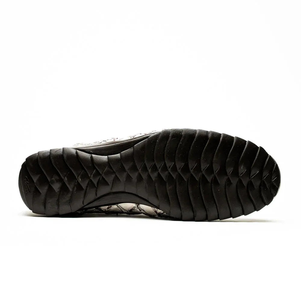 Back view of Batistini sneaker displaying textured leather and stitched sole.