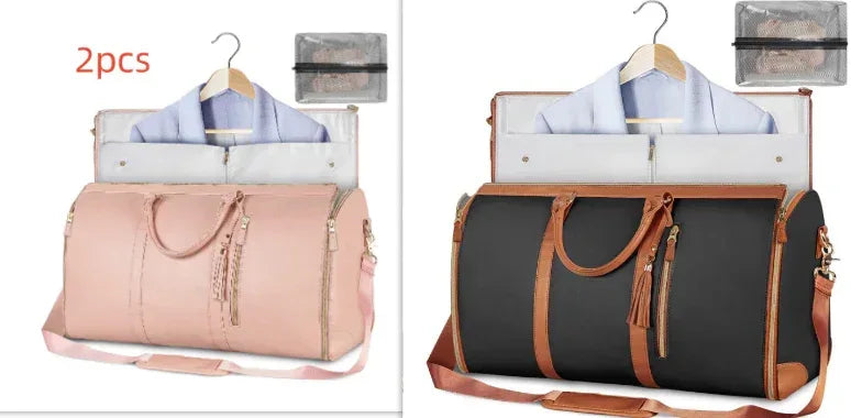 Large Capacity Travel Duffle Bag Women's Handbag Folding Suit Bag Waterproof Clothes Totes - Snagva