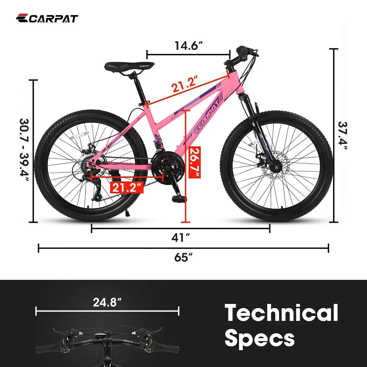 Carpat™ City-Cruizer – 26" Pink Trail Bike for Women & Teens - Snagva