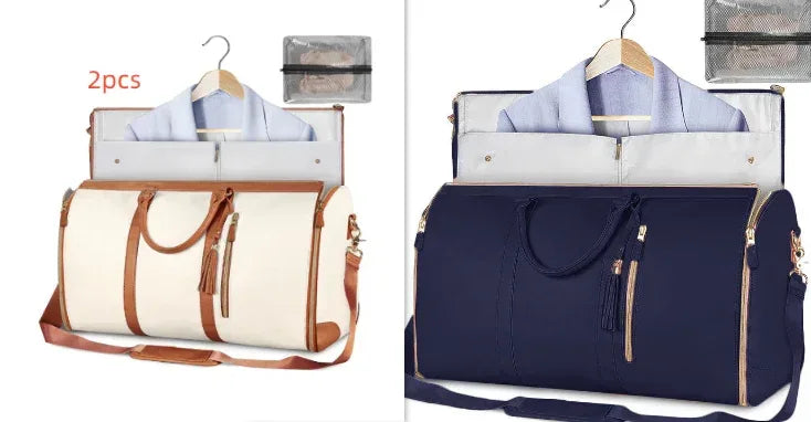 Large Capacity Travel Duffle Bag Women's Handbag Folding Suit Bag Waterproof Clothes Totes - Snagva