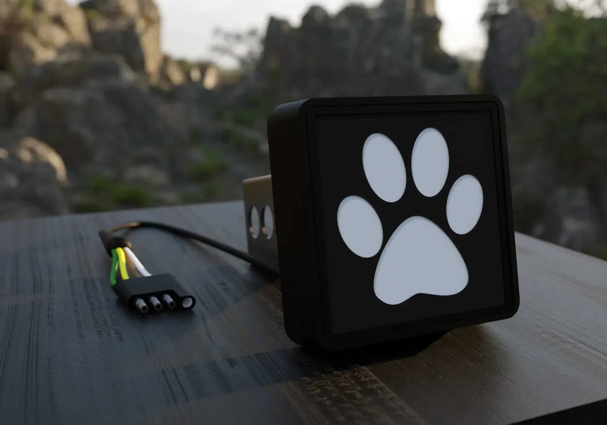 Paw Print LED Hitch Cover - Brake Light - Snagva