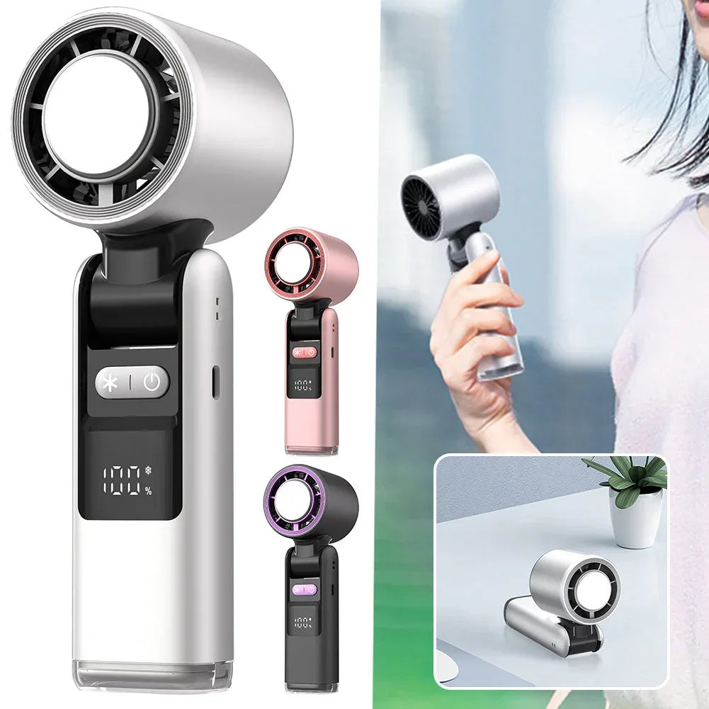 Ice Cool Turbo Mini Fan with Digital Display – USB Rechargeable & - Snagva