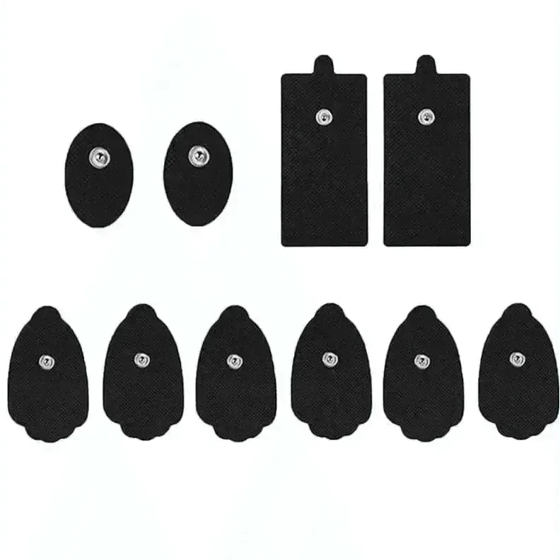 Set of electrode gel patches included with the black Electric EMS acupuncture massager device.