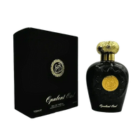 Black flocking Arabian perfume bottle with intricate gold accents, 100ml, elegant Middle Eastern design.