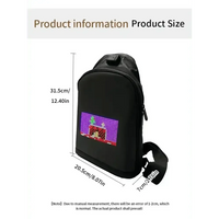 Black smart waist bag with LED pixel display worn across shoulder for casual urban look.