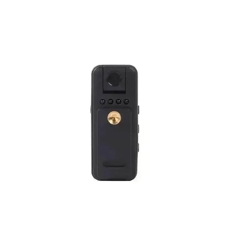 Small black 1080p dashboard camera placed at an angle highlighting the lens and body.